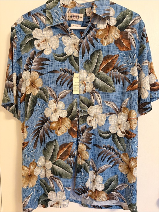 campia moda Other - NWT CAMPIA Men's MEDIUM Shirt Blue Hawaiian Floral Button Casual Beach Summer